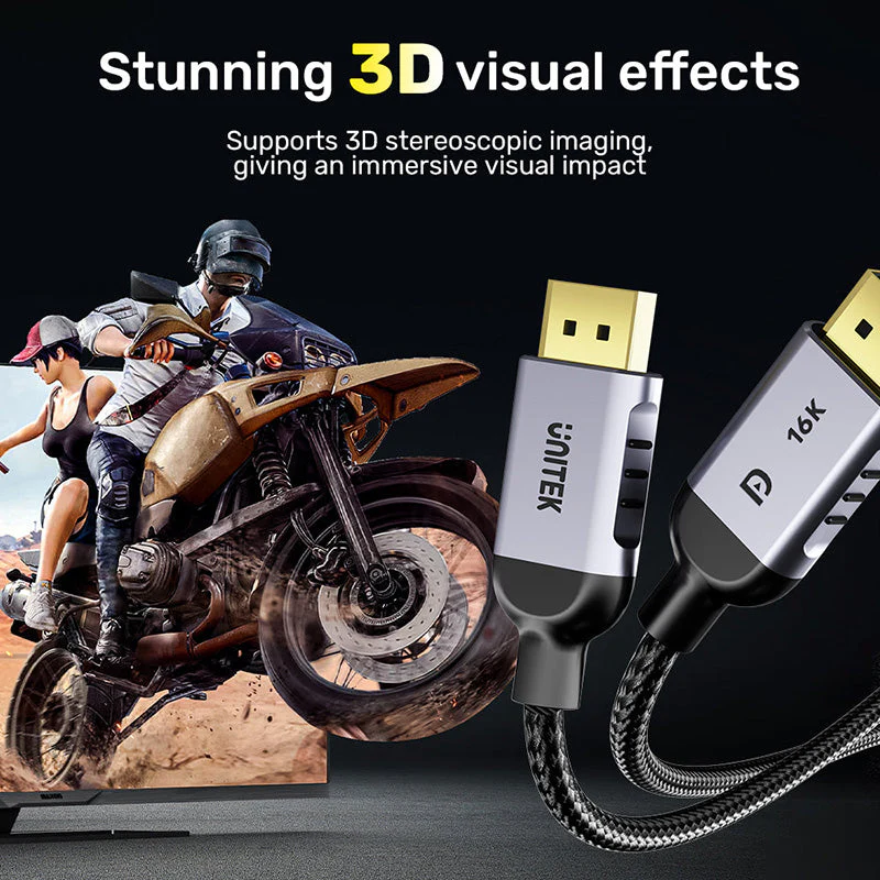 Unitek C1626GY-2M DisplayPort 2.1 16K 60Hz for Gaming Cable (2M) - Image 4