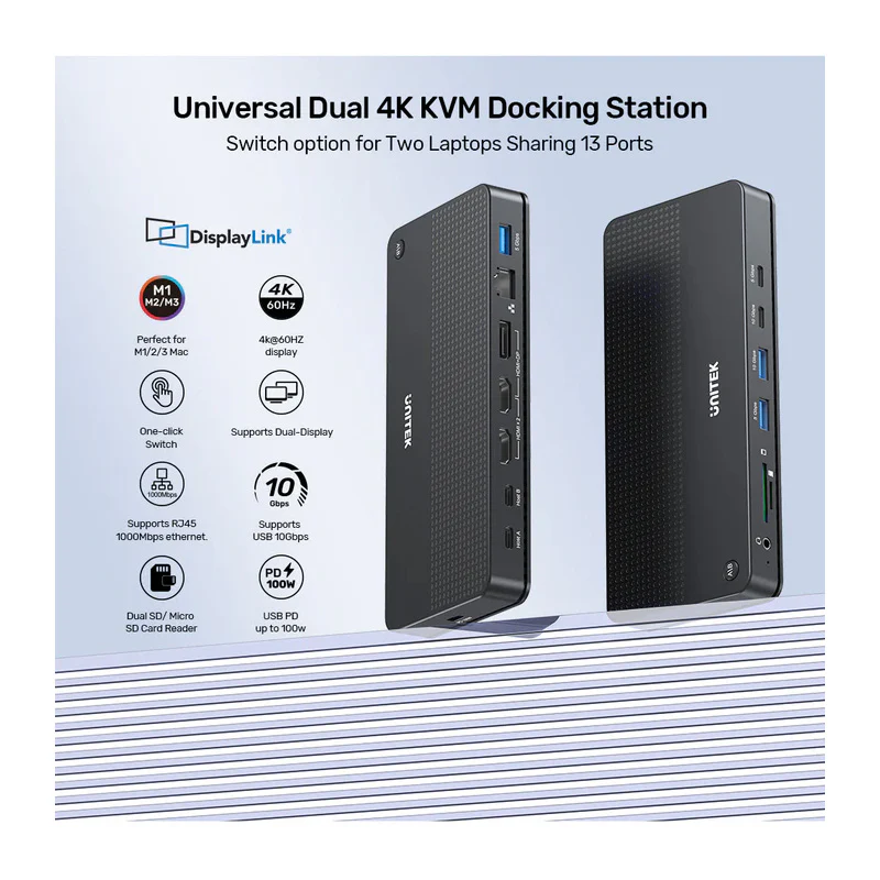 Unitek D1103A01 Universal Dual 4K KVM Docking Station - Image 3