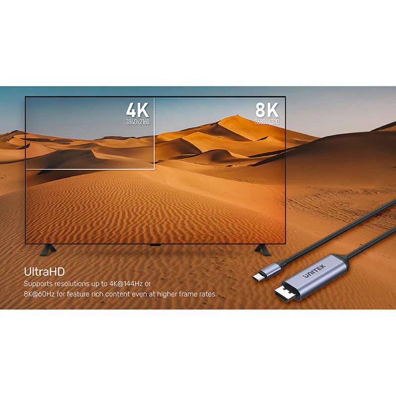 Unitek V1423C USB-C to DisplayPort1.4 Cable (1.8M) - Image 3