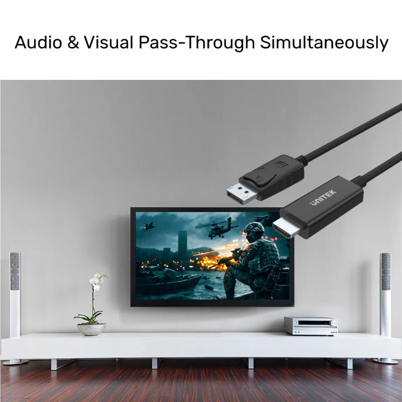 Unitek Y-5118CA Display Port to HDMI (M) Cable FHD 1.8M - Image 3
