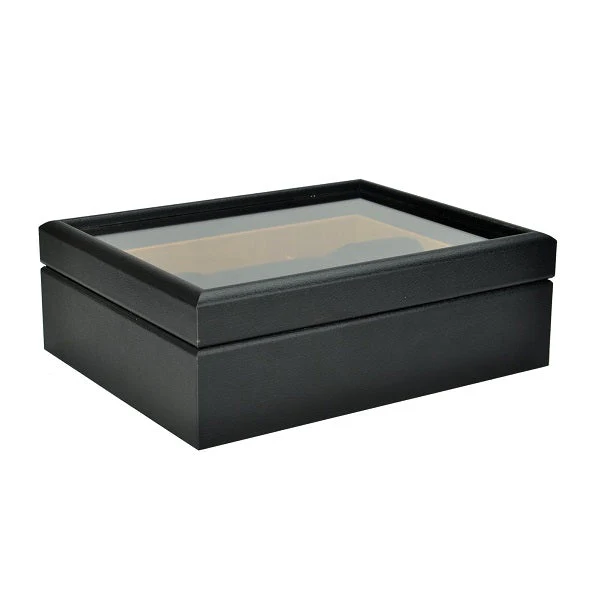 Urburn JBWBL6BK 6 Compt Watch Box with Glass Lid - Image 2