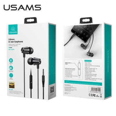 Usams EP-42 3.5mm In-ear Earphone 1.2m (Black) - Image 3