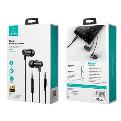 Usams EP-42 3.5mm In-ear Earphone  1.2m (White)