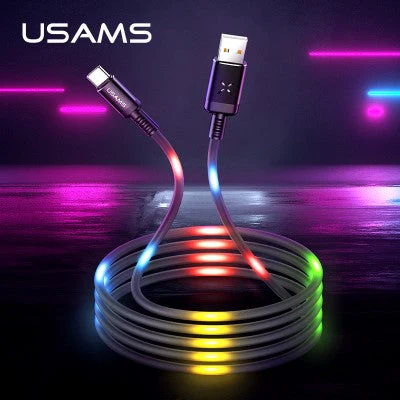 Usams US-SJ287 LED USB A to TypeC USB2.0 2.4A Cable 1.2M (White) - Image 10