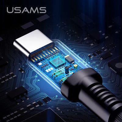 Usams US-SJ287 LED USB A to TypeC USB2.0 2.4A Cable 1.2M (White) - Image 2