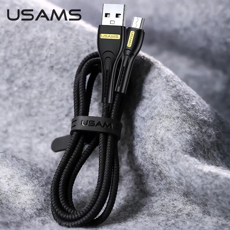 Usams US-SJ389 USB-A To Micro USB Charging Cable 2A 1M (Black) - Image 3