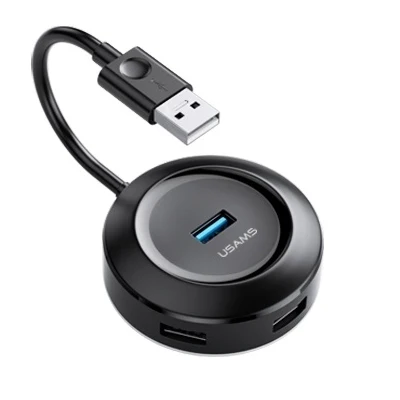 Usams US-SJ414 USB-A to USB3.0 4 Port USB Hub (Black)