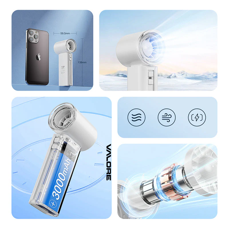 Valore Foldable Handheld Fan (FA-018) - White - Image 5