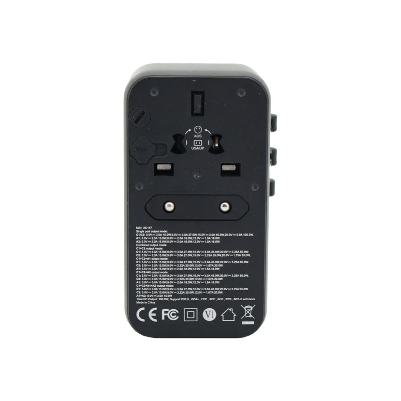Valore PD100W Universal Travel Adaptor (AC187) - Black - Image 3