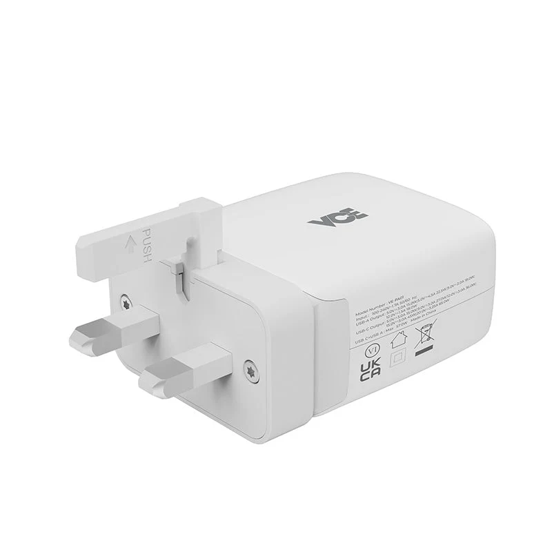 VCE VE-PA01-WH PD65W GaN Wall Charger(1A+1C) White - Image 2