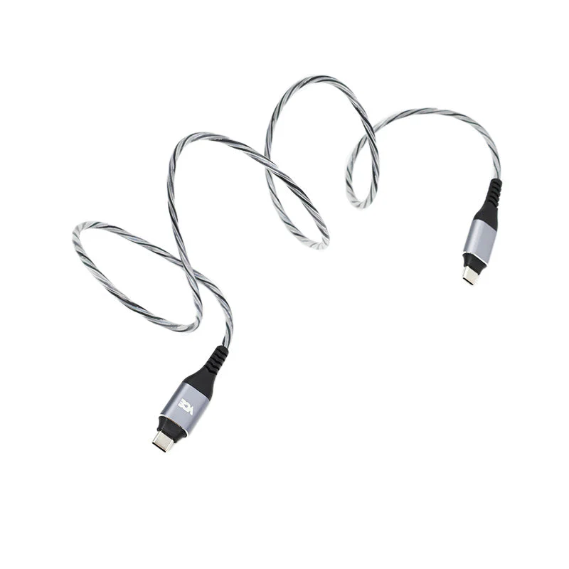 VCE VE-TC04 PD60W USB-C to USB-C Cable with LED Light Silver - Image 3