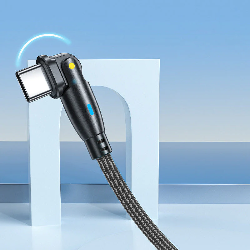 VCE VE-TC12-BK 180° PD100W 1M USB-C to USB-C Cable Black - Image 5