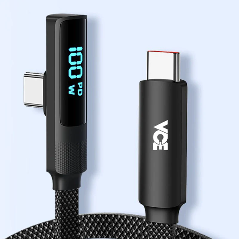 VCE VE-TC13-BK 90° PD100W 1.2M USB-C to USB-C Cable Black - Image 6