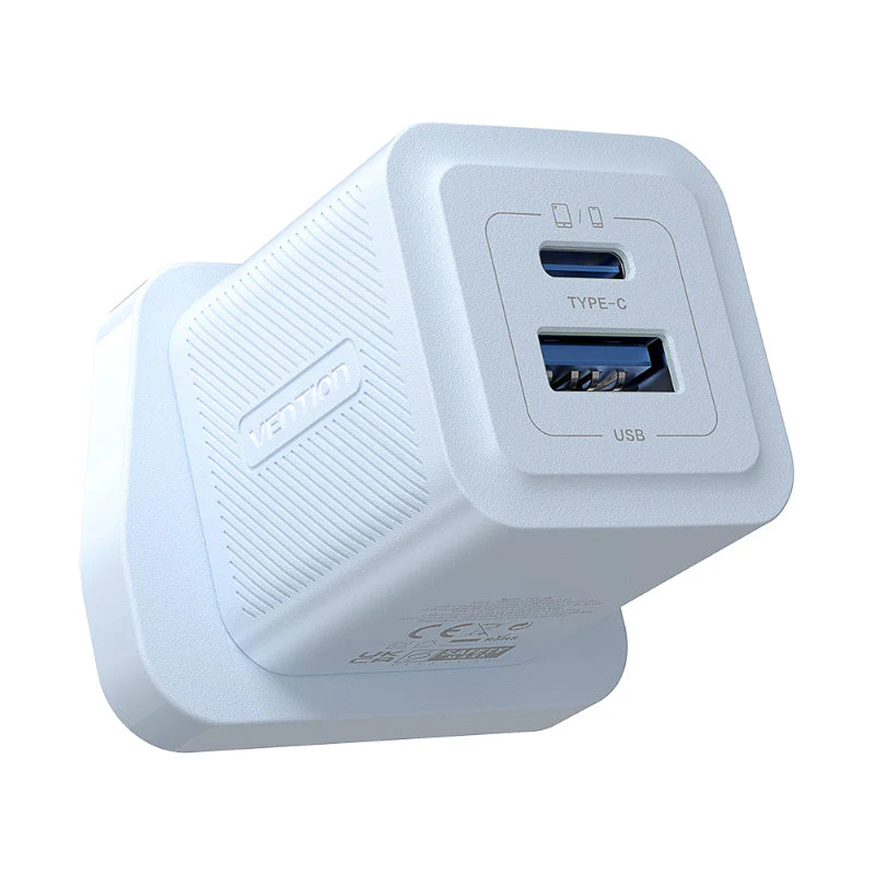 Vention FEQ-UK 2-Port USB (C + A) GaN Charger UK-Plug (Blue)