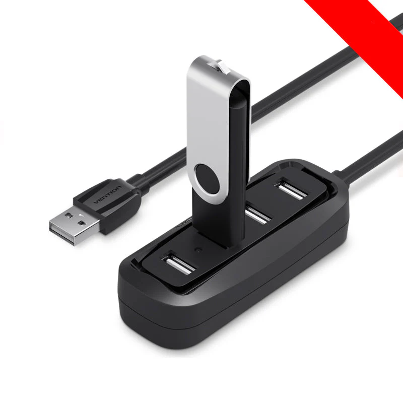 Vention VAS-J43-B100 USB 2.0 4 Port Hub 1M (Black)
