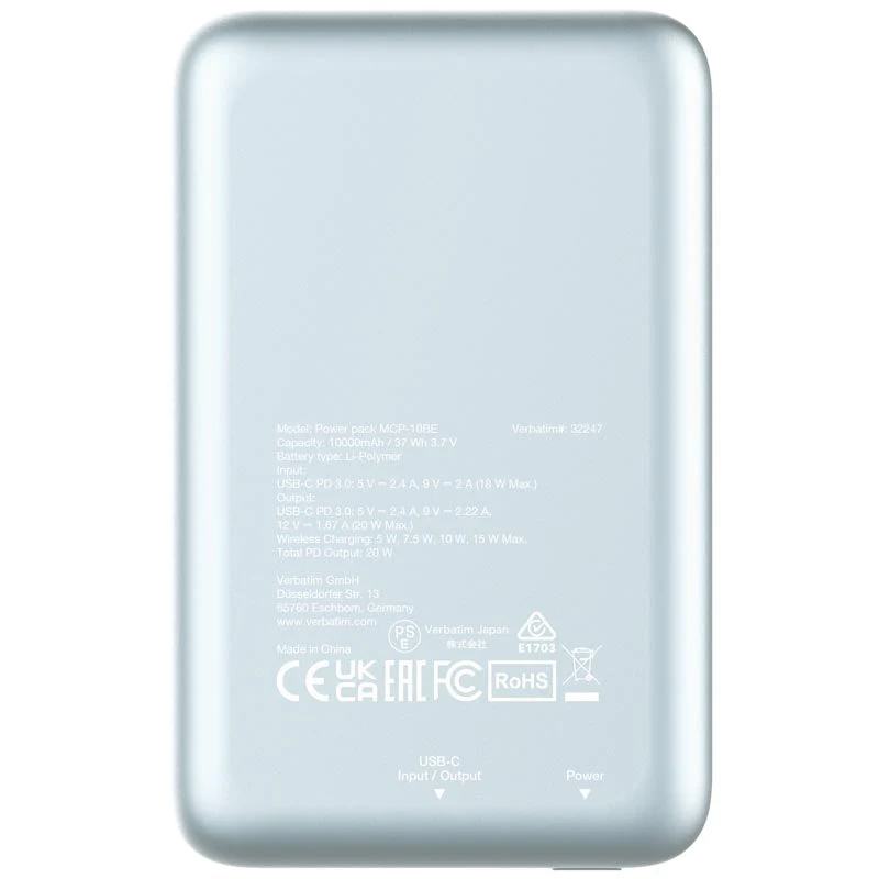Verbatim VM32247 PowerPack 10000mAh PD 20W, Blue - Image 4