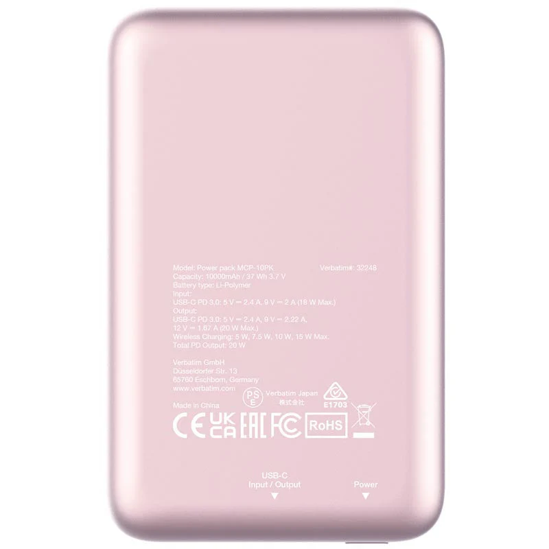 Verbatim VM32248 PowerPack 10000mAh PD 20W, Pink - Image 5