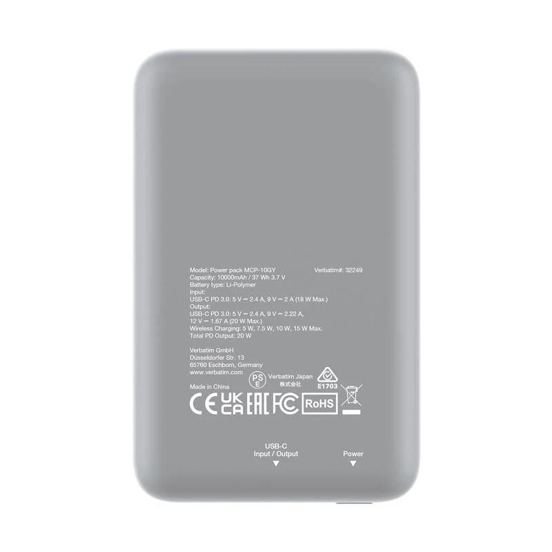 Verbatim VM32249 PowerPack 10000mAh PD 20W, Grey - Image 4
