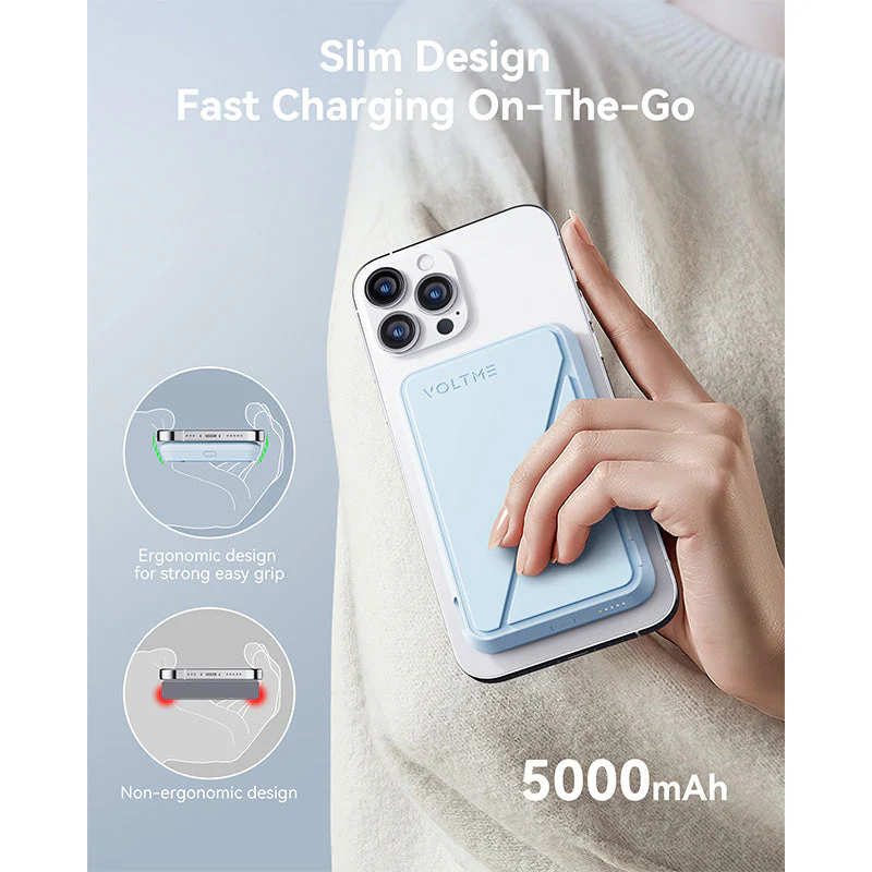 Voltme MagPak 5K MagSafe Magnetic Wireless Power Bank (Blue) - Image 4