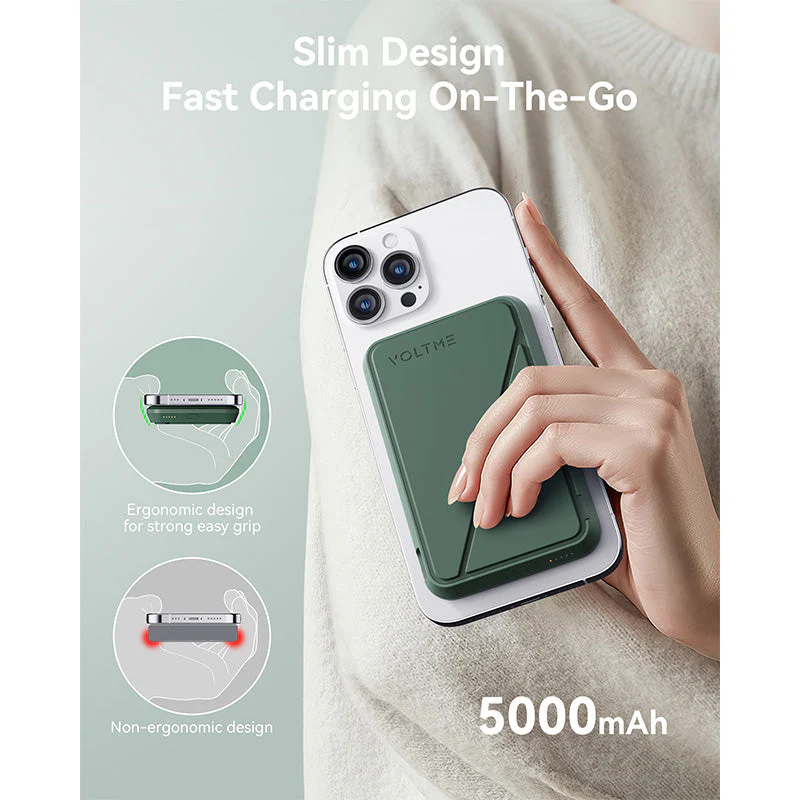 Voltme MagPak 5K MagSafe Magnetic Wireless Power Bank (Green)