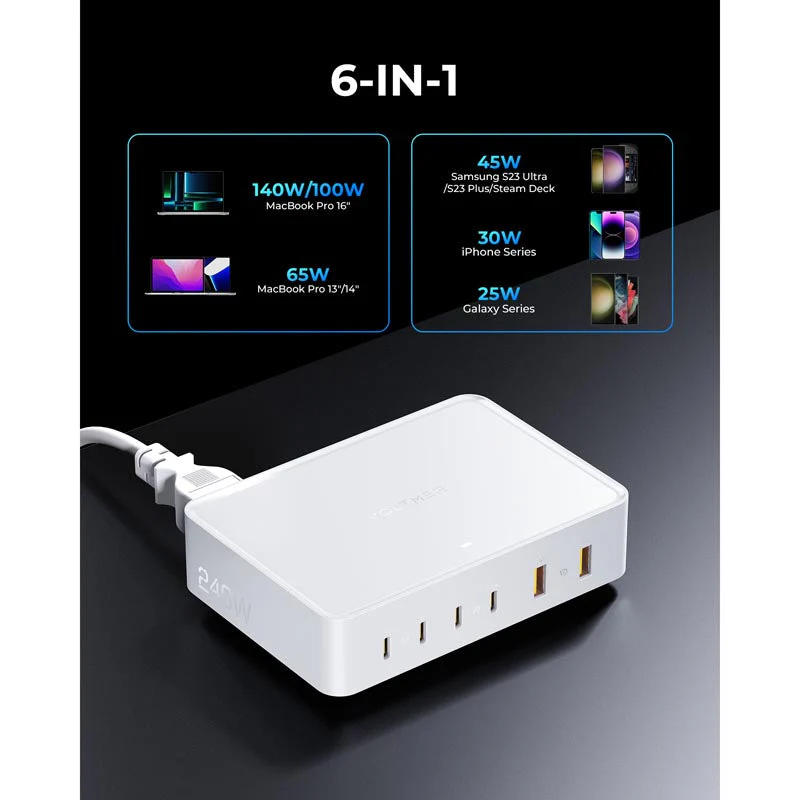 Voltme Revo 240 240W 4C+2A PD3.1 Power Hub (White)
